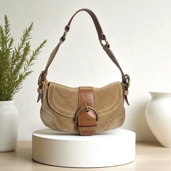 Coach Handbags - Vintage COACH Y2K Soho Suede Shoulder Bag in tan